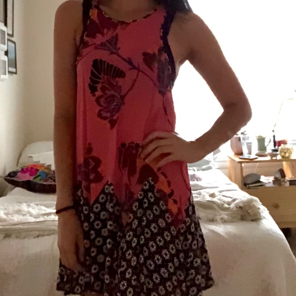 Free People pink floral swing dress